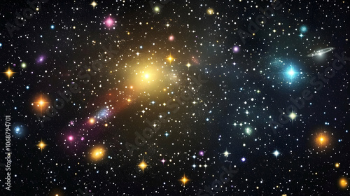 Wallpaper Mural Abstract galaxy with golden stars and a glowing central core, depicting a bright, mystical universe Torontodigital.ca