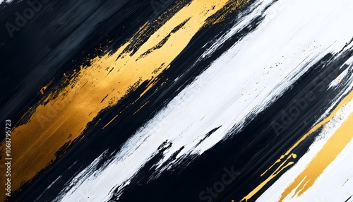 Black, white and gold colored brush strokes photo