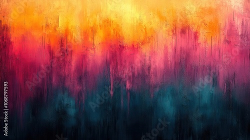 a gradient background featuring yellow, orange, glowing blue, and teal tones blends seamlessly with noise texture, creating a grainy, dark, yet vibrant visual that captivates the eye