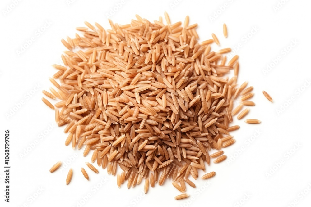 Brown rice isolated top view Brown rice isolated top view
