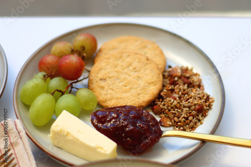 Wallpaper Mural Assortment of various breakfast foods and drinks on the white table. Selective focus. Torontodigital.ca