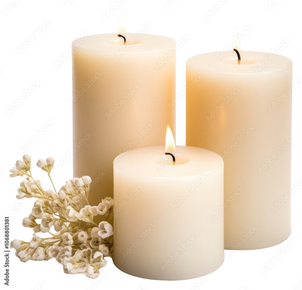 PNG White candles decor soft warm.