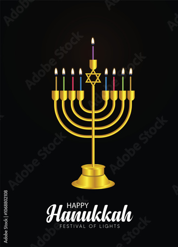 Happy Hanukkah the festival of lights vector poster