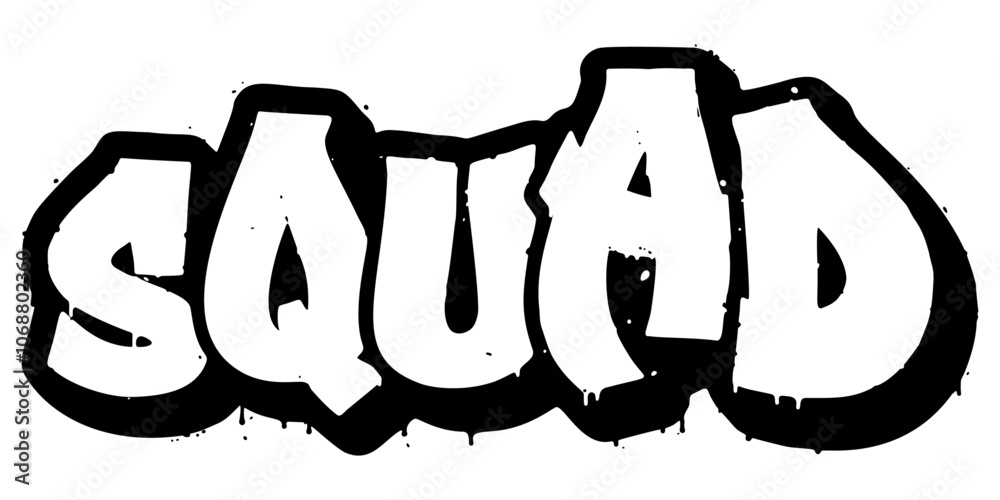 Word ‘Squad’ written in retro three-dimensional graffiti style with dripping paint effect Word ‘Squad’ written in retro three-dimensional graffiti style with dripping paint effect
