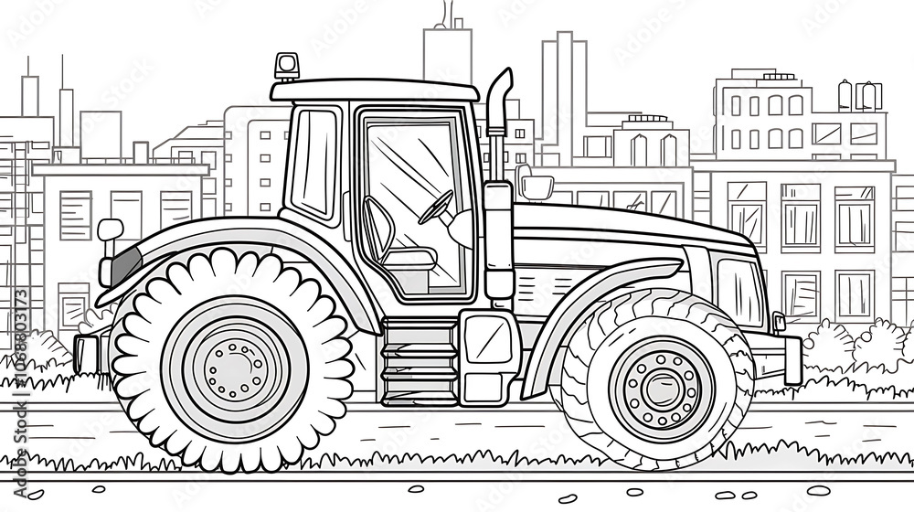 Obraz premium earthmover art outline illustration without color