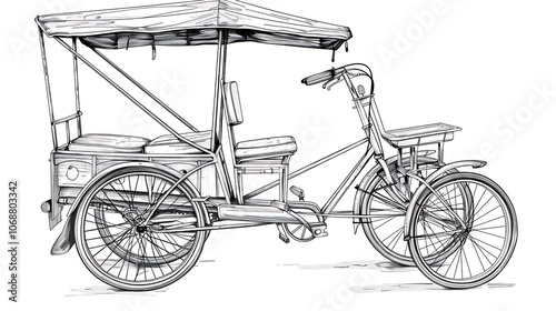 pedicab illustration line art outline  photo