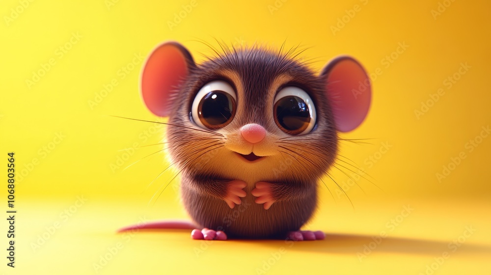 Cute 3D character of a chocolate mouse with expressive eyes and a playful pose ideal for children s products and animations Cute 3D character of a chocolate mouse with expressive eyes and a playful pose ideal for children s products and animations