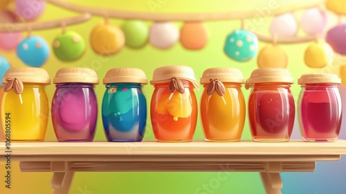 Vibrant jars of homemade organic jelly honey displayed on a souvenir stand perfect for tourists seeking traditional sweet treats