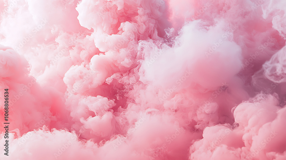 Soft pink clouds floating in sky like cotton candy Soft pink clouds floating in sky like cotton candy