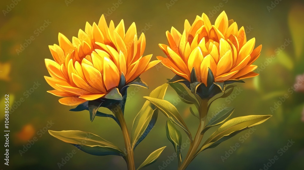 Vibrant safflower blossoms showcasing bright yellow petals perfect for botanical illustrations or floral design Vibrant safflower blossoms showcasing bright yellow petals perfect for botanical illustrations or floral design