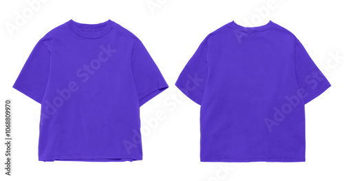 Plain purple tshirt, front and back views.