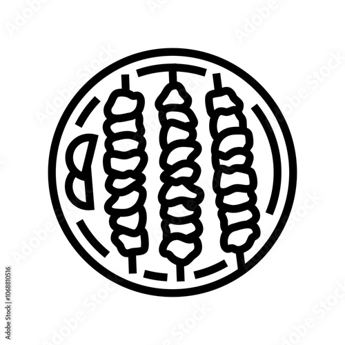 satay chicken food line icon vector. satay chicken food sign. isolated contour symbol black illustration