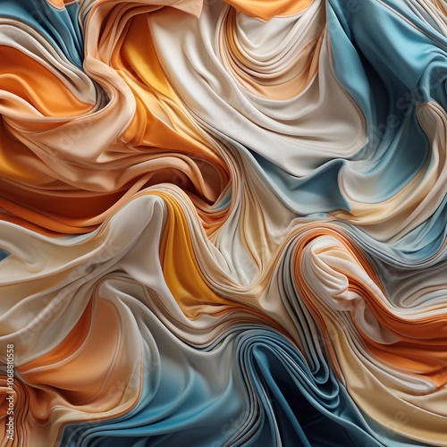 Flowing silk, gradient colors, fabric texture, beautiful colors.
