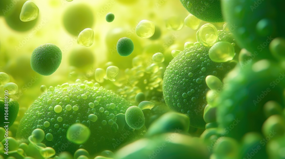 Close up of vibrant green chlorella algae showcasing its unique cellular structure and potential health benefits Close up of vibrant green chlorella algae showcasing its unique cellular structure and potential health benefits