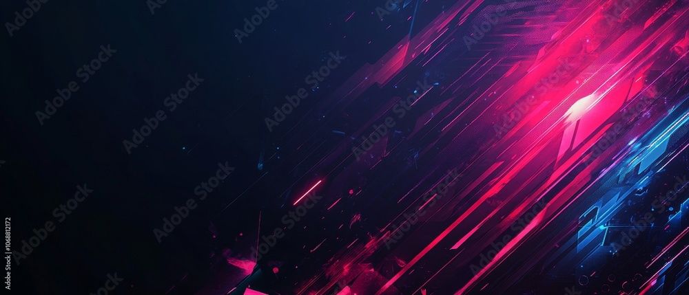 Obraz premium Abstract digital art with streaks of pink and blue light on a dark background