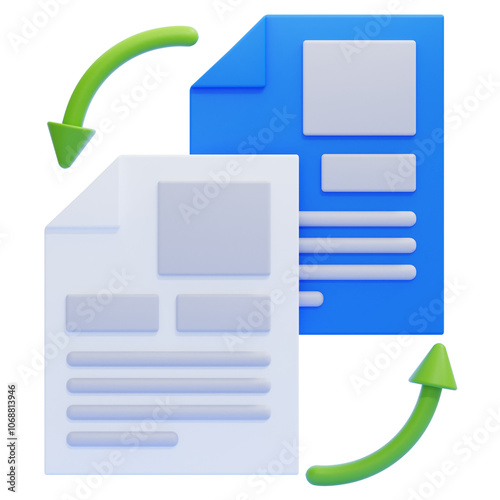 PNG 3D replace file icon isolated on a white background