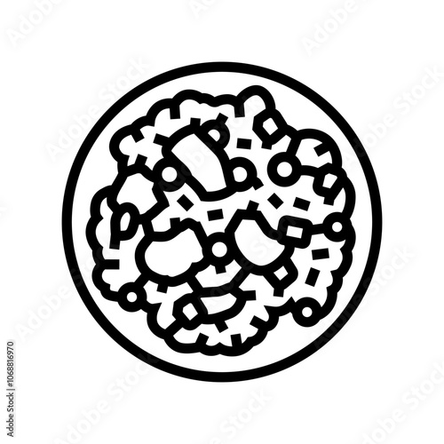 fried rice chicken dish line icon vector. fried rice chicken dish sign. isolated contour symbol black illustration