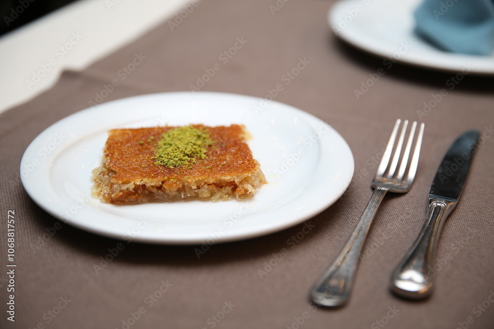 Homemade Turkish Kataifi Pastry with Pistachio Topping - Crispy and Sweet Dessert Homemade Turkish Kataifi Pastry with Pistachio Topping - Crispy and Sweet Dessert