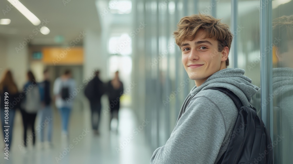 The Happy Student in Hallway