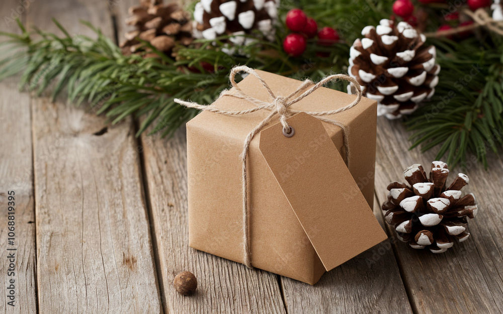 High-resolution image of a brown Christmas gift box with a blank tag placed on a rustic wooden table. Perfect for holiday and gift-related themes.
High-resolution image of a brown Christmas gift box with a blank tag placed on a rustic wooden table. Perfect for holiday and gift-related themes.