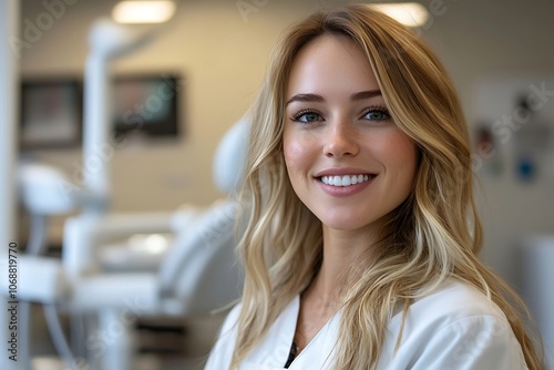 Happy Woman with Healthy Teeth at Dental Checkup