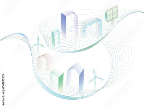 Curve Wavy Line A016 city on loopback with ECO element shows the environmental protection vector illustration graphic EPS 10
