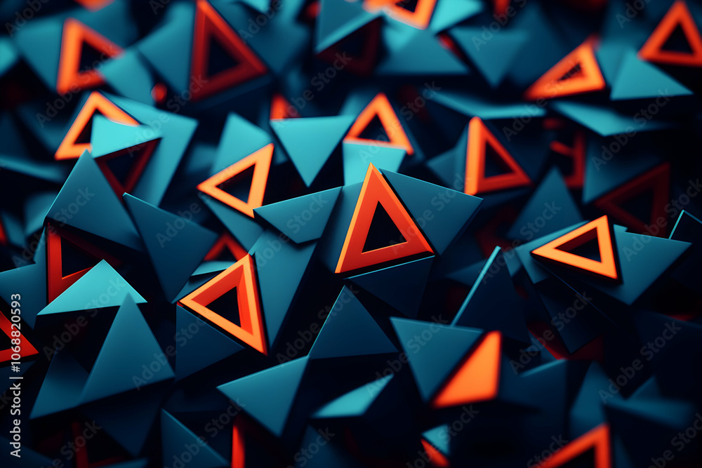 Abstract blue and orange triangle pattern. Abstract blue and orange triangle pattern.