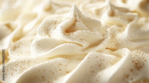 Delicate peaks of whipped cream dusted with nutmeg: A high-resolution digital background ideal for luxury dairy product packaging, showcasing pillowy texture and soft highlights.