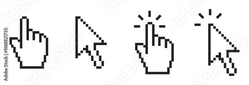 pixel cursor icon, mouse pointer click icon vector illustration