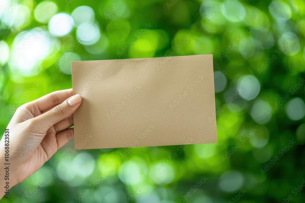 Woman Holding Recycling Paper Sheet Outdoors Woman Holding Recycling Paper Sheet Outdoors