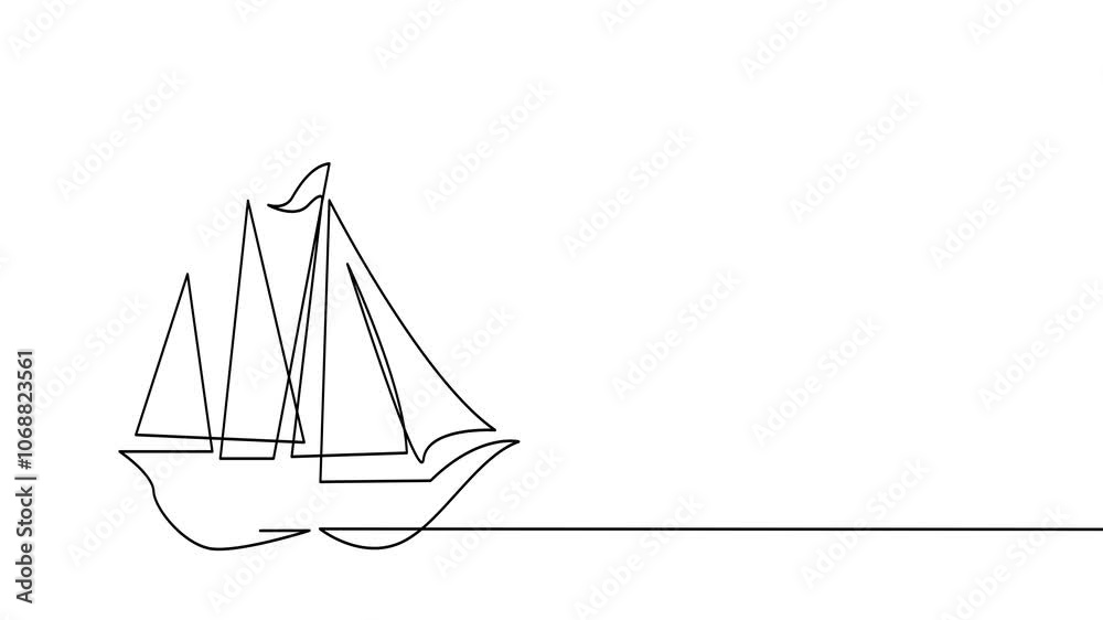 Single continuous line art sea boat icon. Yacht travel tourism concept silhouette symbol design. One sketch outline drawing vector illustration template
Single continuous line art sea boat icon. Yacht travel tourism concept silhouette symbol design. One sketch outline drawing vector illustration template