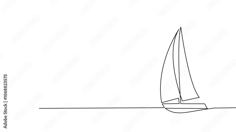 Single continuous line art sea boat icon. Yacht travel tourism concept silhouette symbol design. One sketch outline drawing vector illustration template
Single continuous line art sea boat icon. Yacht travel tourism concept silhouette symbol design. One sketch outline drawing vector illustration template