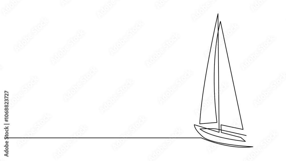 Single continuous line art sea boat icon. Yacht travel tourism concept silhouette symbol design. One sketch outline drawing vector illustration template
Single continuous line art sea boat icon. Yacht travel tourism concept silhouette symbol design. One sketch outline drawing vector illustration template