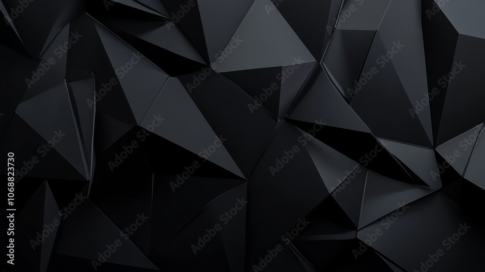Abstract black geometric background with low key lighting. Can be used for various graphic design projects.