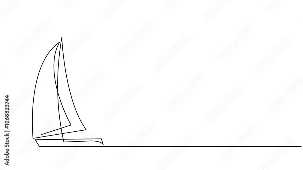 Single continuous line art sea boat icon. Yacht travel tourism concept silhouette symbol design. One sketch outline drawing vector illustration template
Single continuous line art sea boat icon. Yacht travel tourism concept silhouette symbol design. One sketch outline drawing vector illustration template