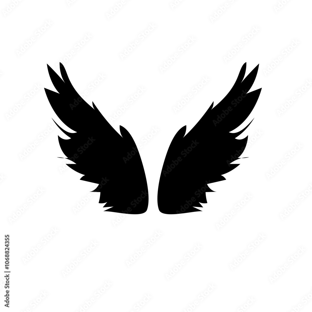 Obraz premium New angel wings silhouette vector design, Vector. Black wings isolate white background. black fantasy angel wings isolated. Wings icons set on transparent background. Angel wings icon vector set. 