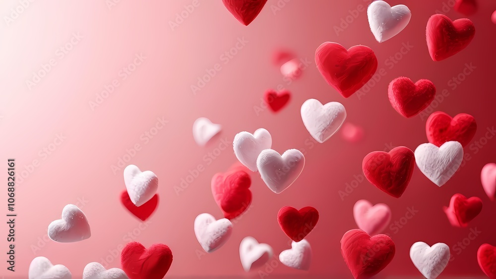 Classic Background for Valentine's Day: White and Red Hearts on a Pink Background Classic Background for Valentine's Day: White and Red Hearts on a Pink Background