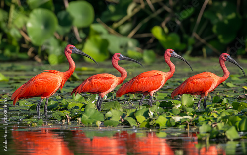 Scarlet Ibis - Eudocimus ruber perched in its natural habitat. photo