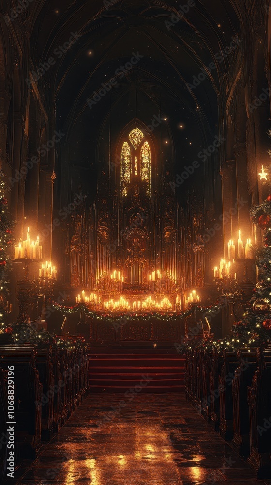 Christmas choir sings traditional carols in a candlelit church setting Christmas choir sings traditional carols in a candlelit church setting