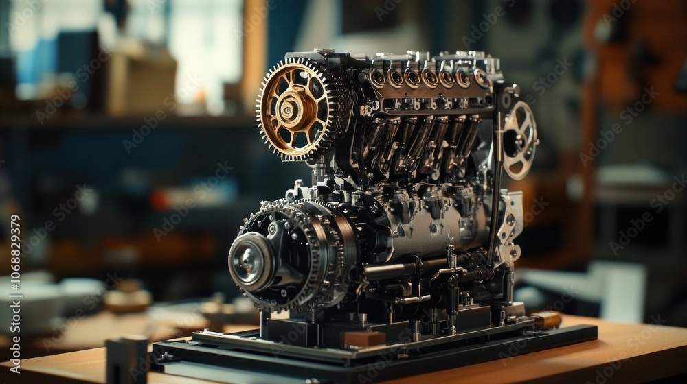 Fototapeta premium Cutaway View of a Modern Engine