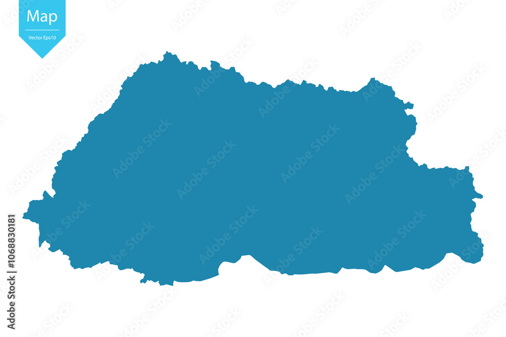 Fototapeta premium Abstract - High Detailed blue Map of Bhutan isolated on white background. for your web site design map logo, app, Travel. Vector illustration eps10.