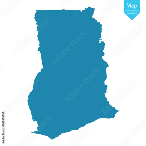 Abstract - High Detailed blue Map of Ghana isolated on white background. for your web site design map logo, app, Travel. Vector illustration eps10.