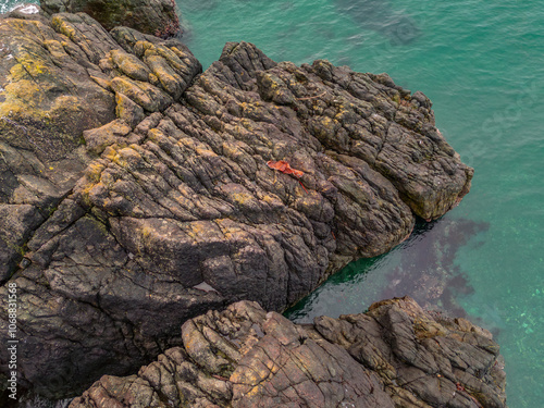 Rocky Shoreline Overlooking Pristine Waters in Vancouver Island, BC