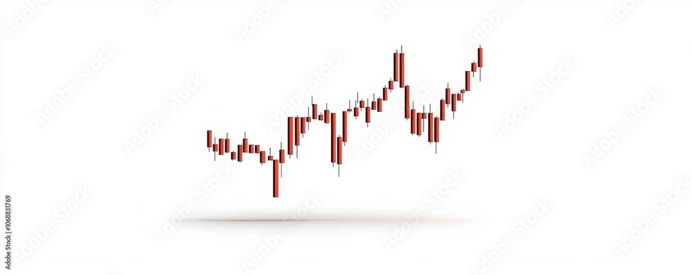 Obraz premium A stock chart displaying an upward trend, characterized by fluctuating candlestick patterns demonstrating market movements.
