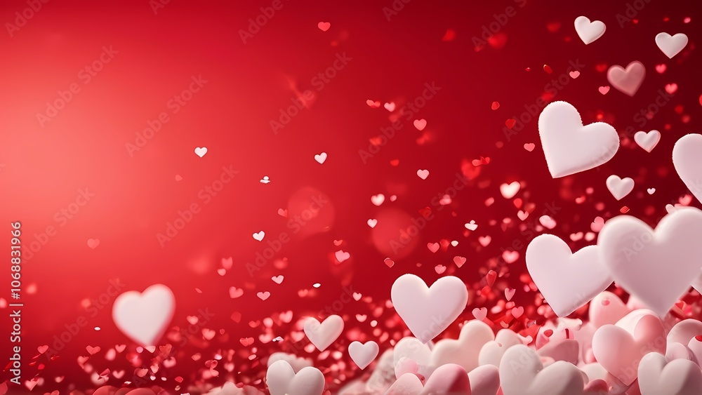 Classic Valentine's Day Background: Red and White Hearts on a Red Background Classic Valentine's Day Background: Red and White Hearts on a Red Background