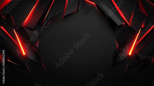 Abstract red neon glowing lines with a black background, abstract futuristic cyberpunk background