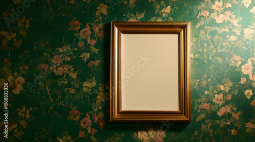 Wallpaper Mural Elegant blank frame on floral wallpaper, perfect for showcasing art Torontodigital.ca