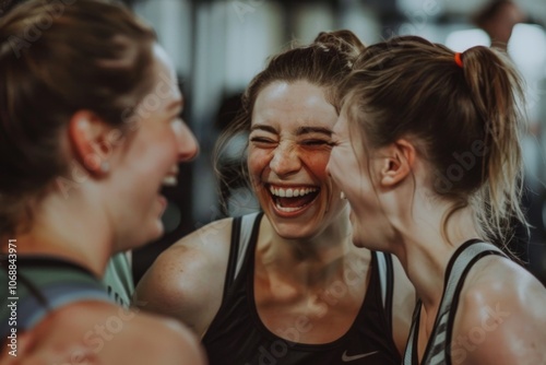 Candid group of women laughing after gym workout