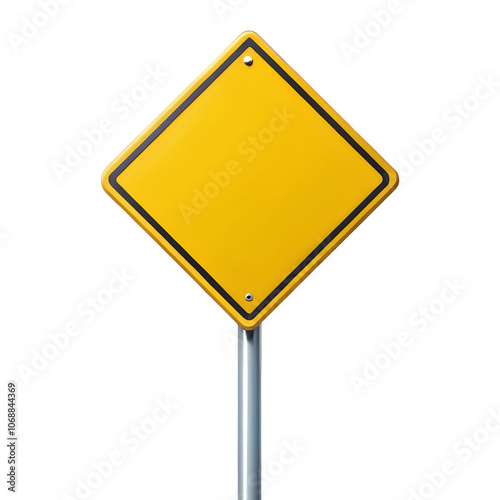 Obraz na płótnie Blank Yellow Diamond-Shaped Road Sign Isolate on transparent background cutout, PNG file, Cutout file w salonie
