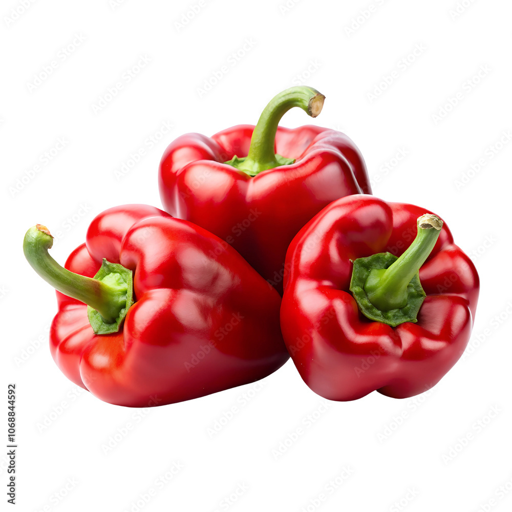 Fresh Red Bell Peppers Arrangement Isolate on transparent background cutout, PNG file, Cutout file Fresh Red Bell Peppers Arrangement Isolate on transparent background cutout, PNG file, Cutout file